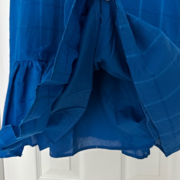 Never A Wallflower Rachel Flutter Sleeve Cotton Windowpane Dress Blue Sz XS NWT - Picture 7 of 13